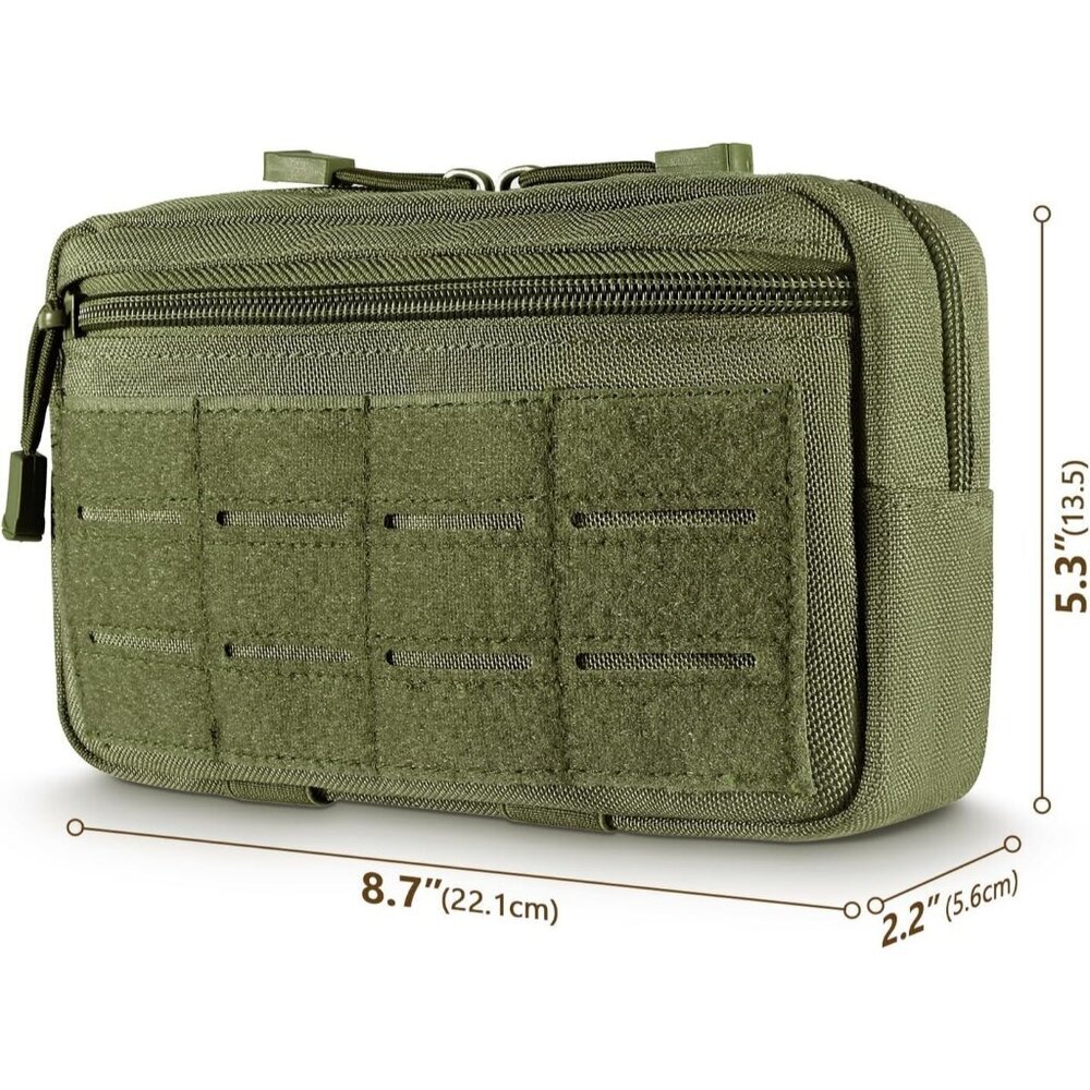 Green Tactical Molle Admin Pouch Utility Laser Cut EDC Tool Bag with Keychain - Picture 2 of 7